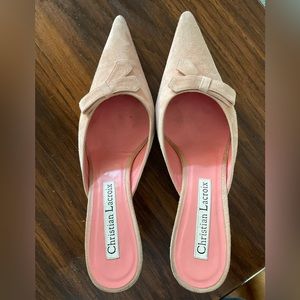 Vintage Christian Lacroix Mules pale pink suede 7
